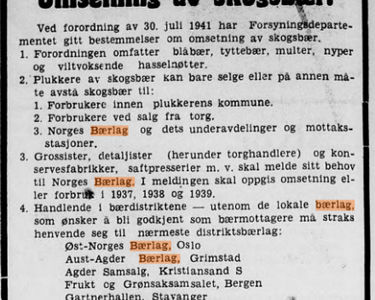 Omsetning av skogsbær 1941