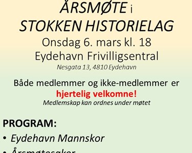 Plakat Stokken Historielag Årsmøte 2024